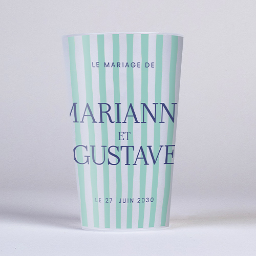 Gobelet :univers de mariage Stripes Vert à personnaliser