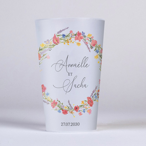 Gobelet :univers de mariage Vermillon à personnaliser