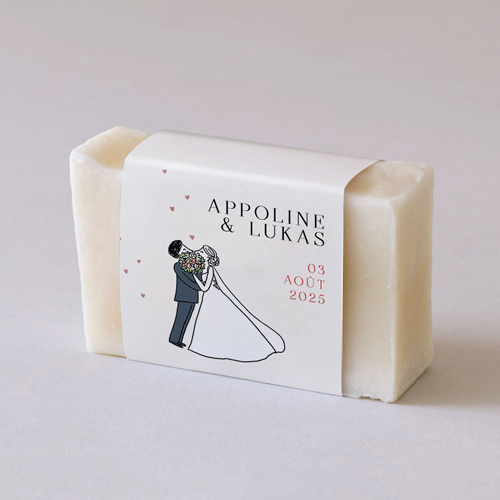 Habillage savon de mariage Bouquet de bisous à personnaliser