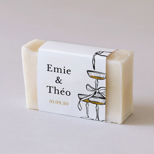 Habillage savon de mariage Champagne à personnaliser