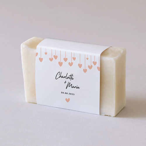 Habillage savon de mariage Coeurs à personnaliser