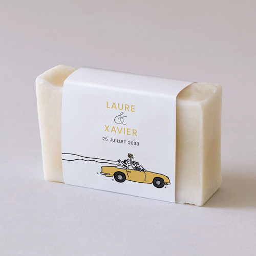 Habillage savon de mariage Décapotable à personnaliser