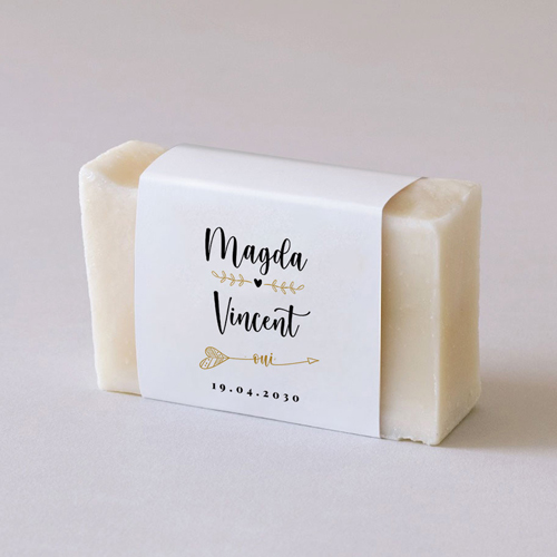 Habillage savon de mariage Flèche One à personnaliser