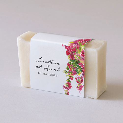 Habillage savon de mariage Fushia à personnaliser