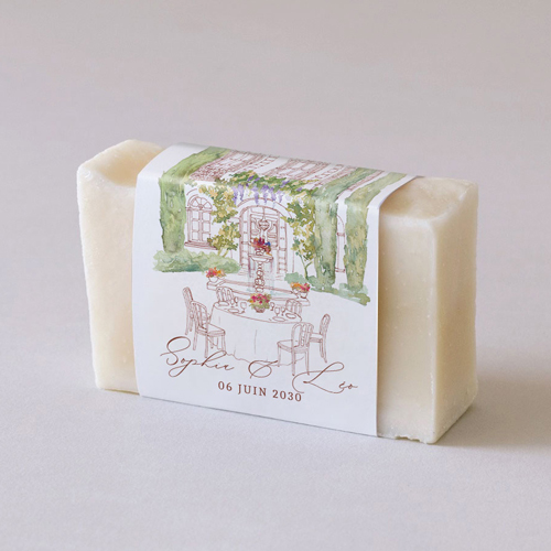 Habillage savon de mariage La Bâtisse à personnaliser