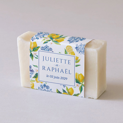 Habillage savon de mariage Lemon Vibes à personnaliser