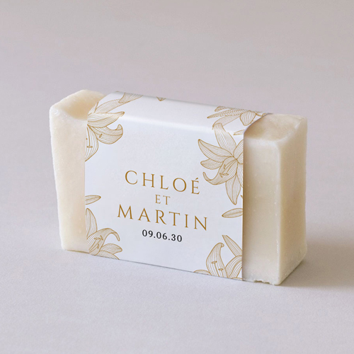 Habillage savon de mariage Lys à personnaliser
