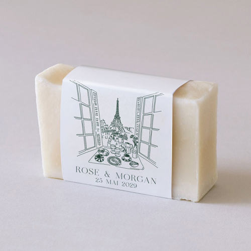 Habillage savon de mariage Paris à personnaliser