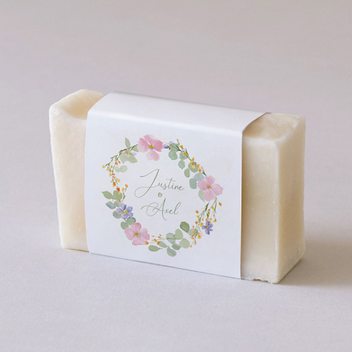 Habillage savon de mariage Rosée à personnaliser