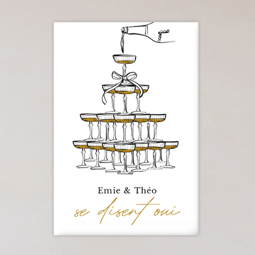 Magnet de mariage Champagne à personnaliser