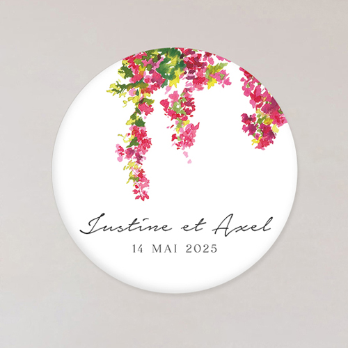 Magnet de mariage Fushia à personnaliser