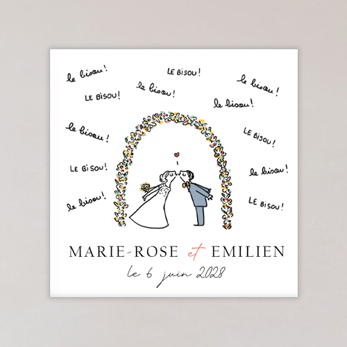 Magnet de mariage Le bisou à personnaliser