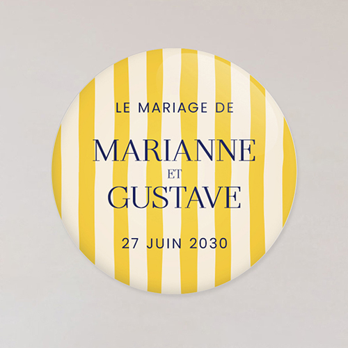 Magnet de mariage Stripes Jaune à personnaliser