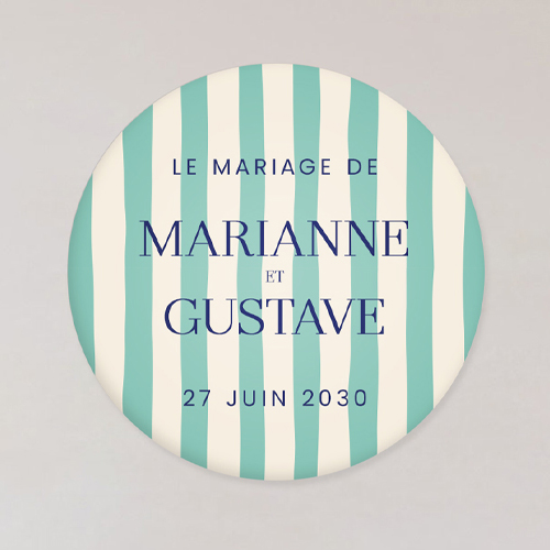 Magnet de mariage Stripes Vert à personnaliser