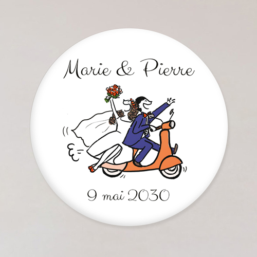 Magnet de mariage Vespa 2 à personnaliser