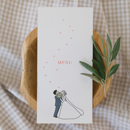Menu de mariage Bouquet de bisous à personnaliser