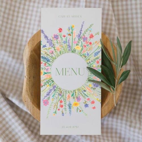 Menu de mariage Eden à personnaliser