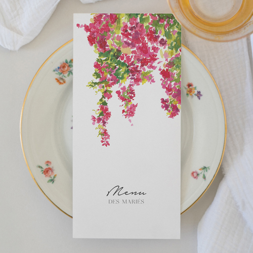 Menu de mariage Fushia à personnaliser