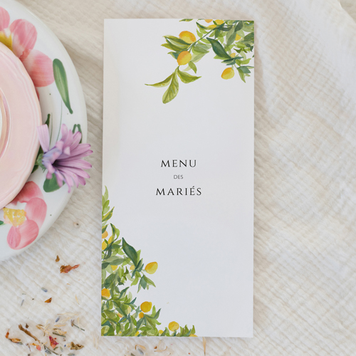 Menu de mariage Limonier à personnaliser