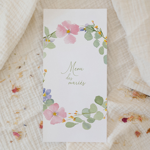 Menu de mariage Rosée à personnaliser