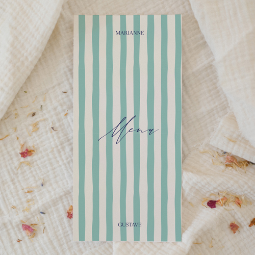 Menu de mariage Stripes Vert à personnaliser