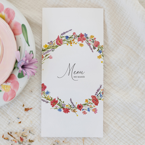 Menu de mariage Vermillon à personnaliser