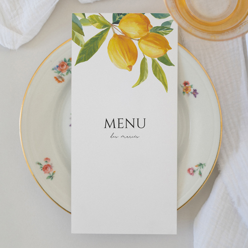 Menu de mariage Zest à personnaliser