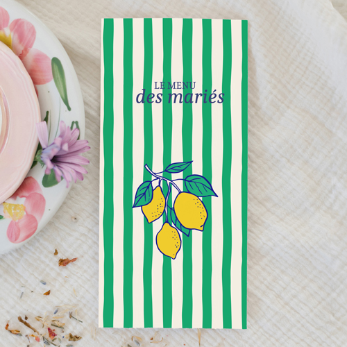 Menu de mariage Zestine à personnaliser