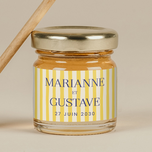 Miel de mariage Stripes Jaune à personnaliser