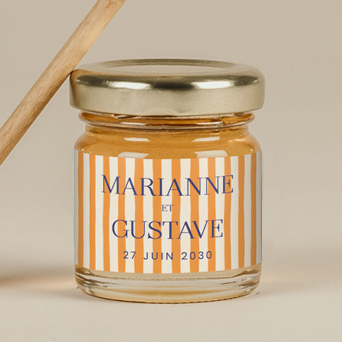 Miel de mariage Stripes Orange à personnaliser