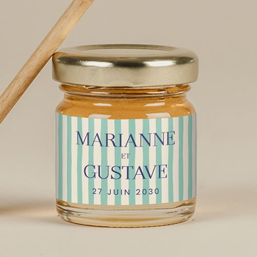 Miel de mariage Stripes Vert à personnaliser