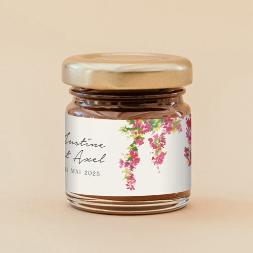 Pâte à tartiner de mariage Fushia à personnaliser