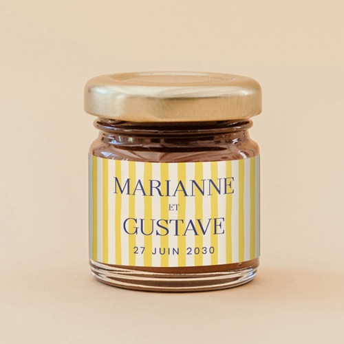 Pâte à tartiner de mariage Stripes Jaune à personnaliser