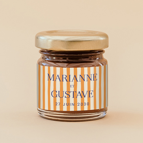 Pâte à tartiner de mariage Stripes Orange à personnaliser