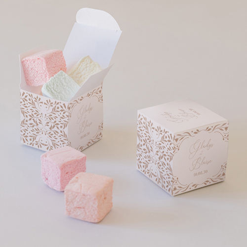 Petite boîte imprimée :univers de mariage Alouette à personnaliser