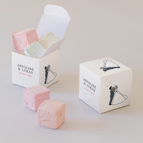 Petite boîte imprimée :univers de mariage Bouquet de bisous à personnaliser