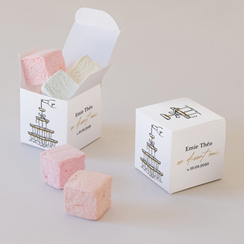 Petite boîte imprimée :univers de mariage Champagne à personnaliser