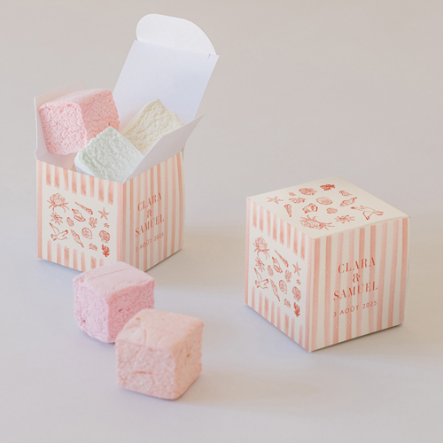 Petite boîte imprimée :univers de mariage Coralia à personnaliser