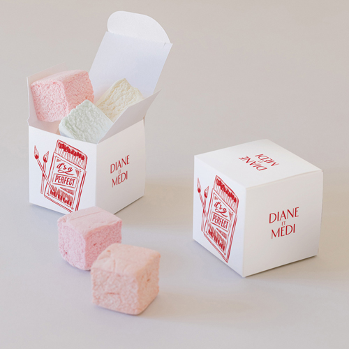 Petite boîte imprimée :univers de mariage Le Match à personnaliser