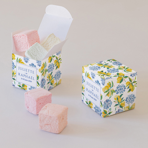 Petite boîte imprimée :univers de mariage Lemon Vibes à personnaliser