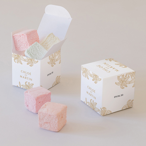 Petite boîte imprimée :univers de mariage Lys à personnaliser