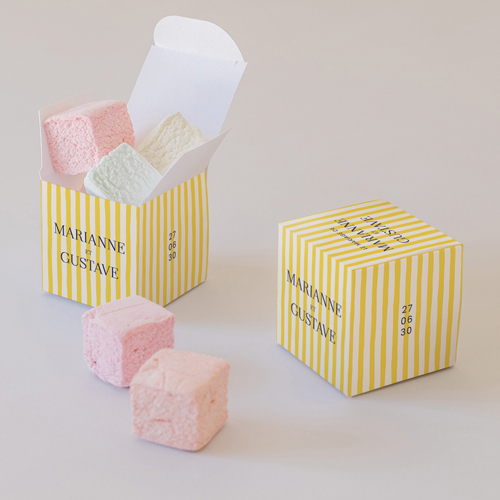 Petite boîte imprimée :univers de mariage Stripes Jaune à personnaliser