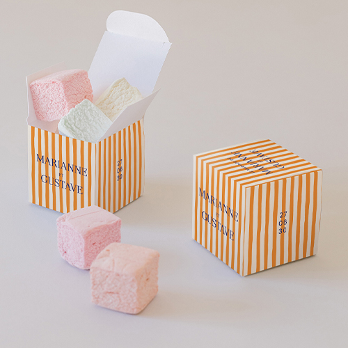 Petite boîte imprimée :univers de mariage Stripes Orange à personnaliser