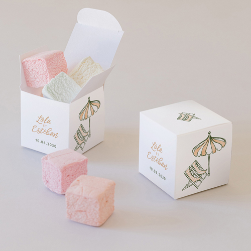 Petite boîte imprimée :univers de mariage Transat à personnaliser