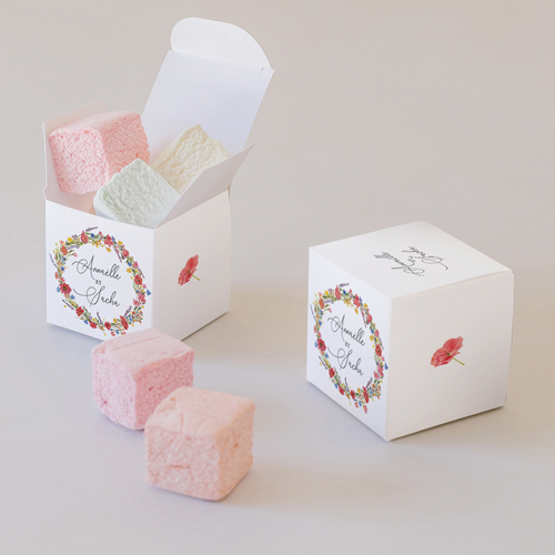 Petite boîte imprimée :univers de mariage Vermillon à personnaliser