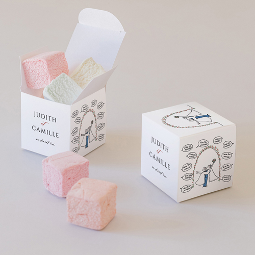 Petite boîte imprimée :univers de mariage Vive les Mariés à personnaliser