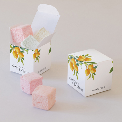 Petite boîte imprimée :univers de mariage Zest à personnaliser