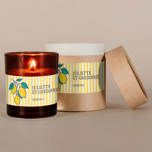 Bougie ambrée de mariage Acidulé à personnaliser