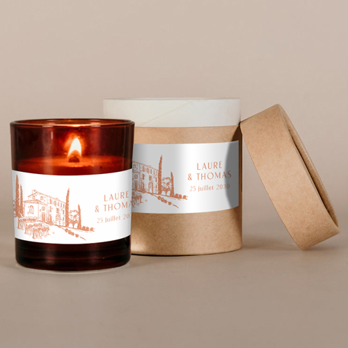 Bougie ambrée de mariage Alba à personnaliser