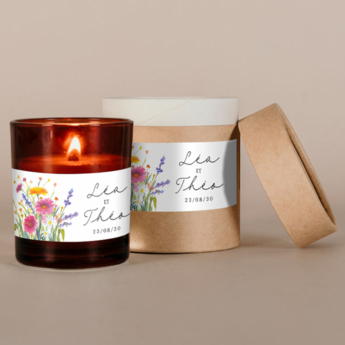 Bougie ambrée de mariage Bucolique à personnaliser